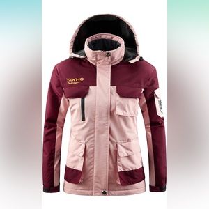 Women's Hiking Waterproof Windproof Winter Fleece Snow Hooded Coat